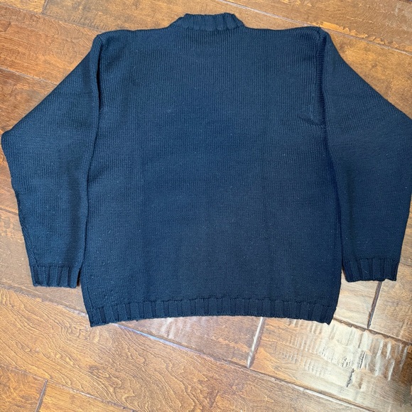 J. Crew Oarsman Knit Fisherman Striped Sweater Black Mens Medium 100% Wool - Picture 3 of 7